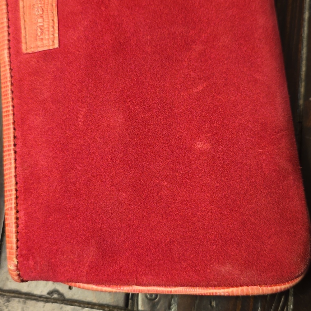 Isabella Fiore Suede Pink Bow Clutch/Wristlet - Picture 7 of 17